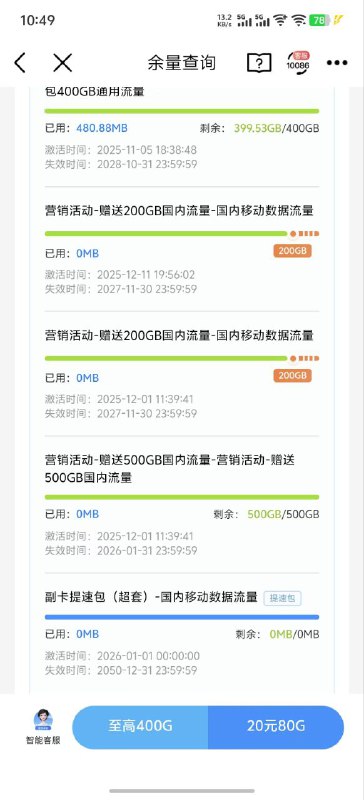 ㊙️卡友投稿：①喀什移动预约10/400g+800分②长期2050年  下个月4号过hu③号码自己选，给定ji